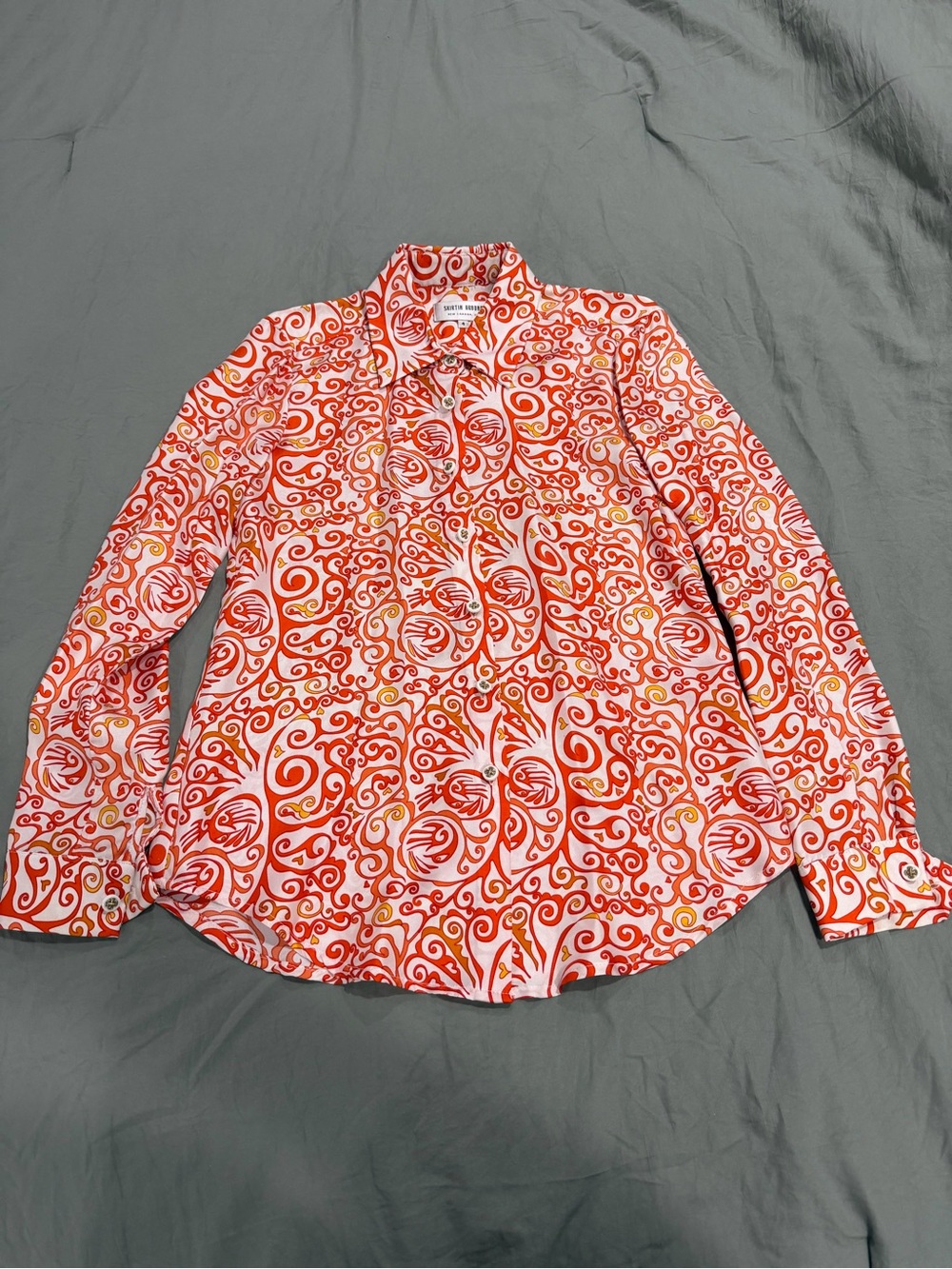 Skirtin Around Red & White Swirl-Print Button-Down Shirt